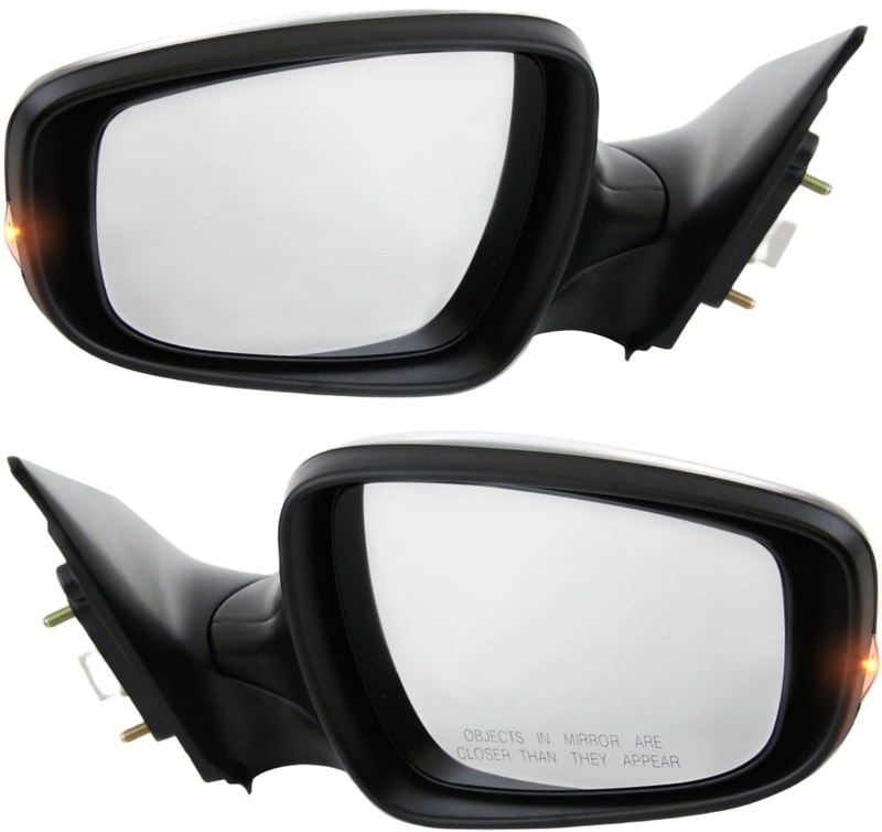 Power Mirror Pair/Set for Hyundai Elantra 2011-2013, Right (Passenger) and Left (Driver), Manual Folding, Heated, Paintable, with In-housing Signal Light, without Auto Dimming, Blind Spot Detection, with Memory, Replacement
