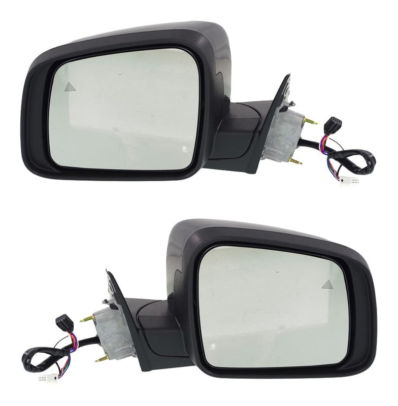 Mirror Pair/Set for Jeep Grand Cherokee WK 2011-2022, Right (Passenger) and Left (Driver), Power Adjustable, Manual Folding, Heated, Paintable, with Blind Spot Detection, Memory, Signal Light, without Auto Dimming and Puddle Light, Replacement