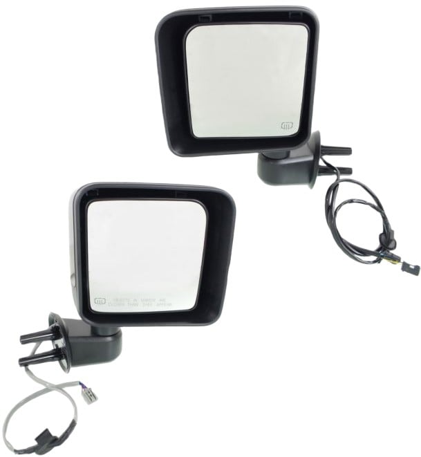Power Heated Mirror Pair/Set for 2015-2018 Jeep Wrangler JK, Right (Passenger) and Left (Driver), Manual Folding, Paintable, Replacement
