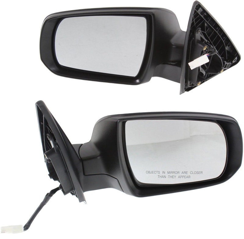 Mirror Pair/Set for 2011-2013 Sorento, Right (Passenger) and Left (Driver), Power, Manual Folding, Non-Heated, Textured, without Blind Spot Detection, Memory, and Signal Light Replacement