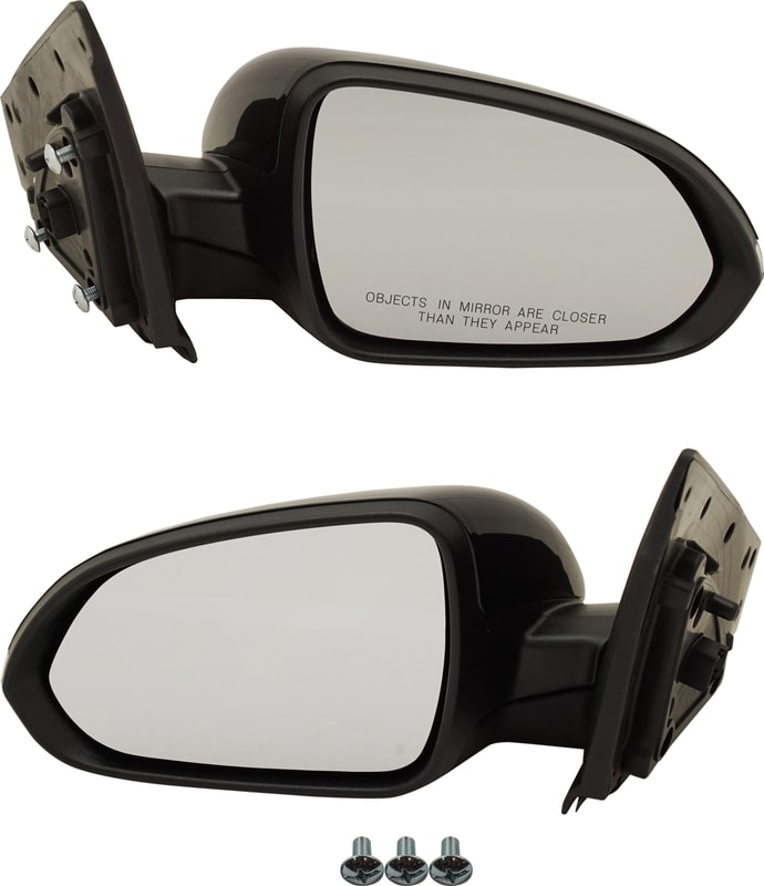 Mirror Pair/Set for Kia Rio 2018-2020, EX/S Models, Right (Passenger) and Left (Driver), Power Adjustable, Manual Folding, Heated, Paintable, with Signal Light, Replacement