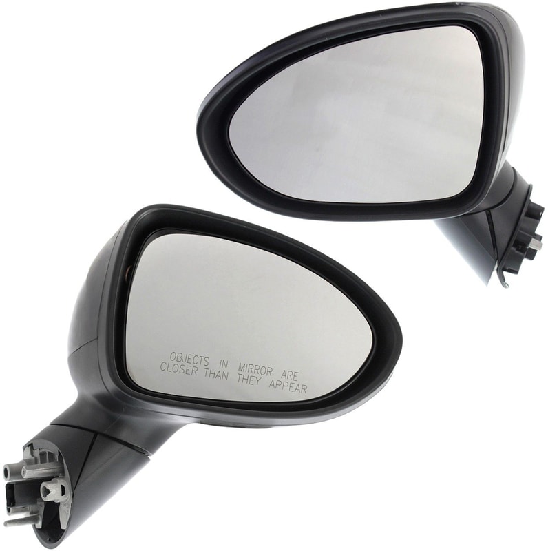 Power Heated Mirror Pair/Set for Kia Rio Hatchback/Sedan, 2012-2014, Right (Passenger) and Left (Driver), Manual Folding, Paintable, without Signal Light, Replacement