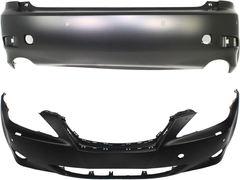 Front and Rear Bumper Cover Set for Lexus IS250/IS350 2006-2008, Primed (Ready to Paint), with Pre-Collision System, Replacement