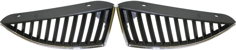 Grille Pair/Set for 2004-2005 Mitsubishi Lancer Sedan, Right (Passenger) and Left (Driver), Chrome Shell/Silver-Black Insert, 11 Strip, Excludes Eclipse Model - Replacement