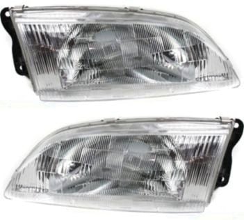 Headlight Assembly for 1998-1999 Mazda 626, Right (Passenger) & Left (Driver), Halogen, Complete Pair/Set, Replacement