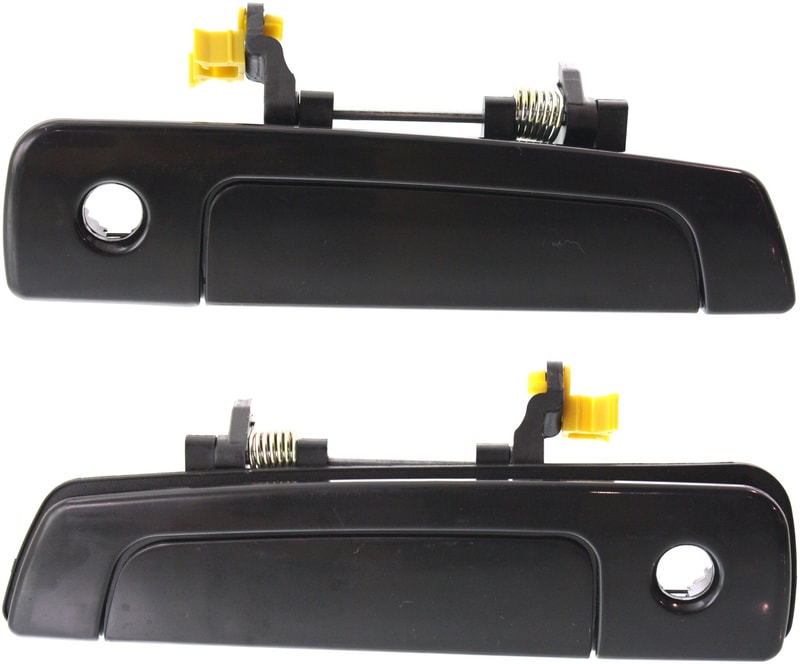 Front Exterior Door Handle Pair/Set for Mitsubishi Eclipse 2000-2004, Chrysler Sebring 2005, Left (Driver) and Right (Passenger), Smooth Black with Keyhole, Replacement