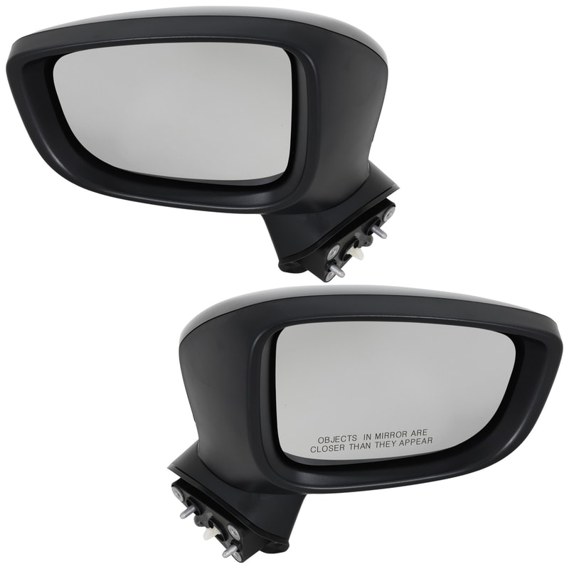 Mirror Pair/Set for 2017-2018 Mazda 3, Right (Passenger) and Left (Driver) Power Mirrors, Manual Folding, Non-Heated, Paintable, without Blind Spot Detection, Memory, with Signal Light, Mexico Built Vehicle Replacement