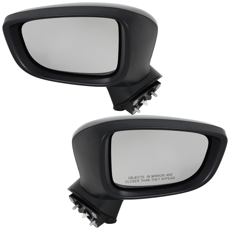 Mirror Pair/Set for 2017-2018 Mazda 3 - Right (Passenger) and Left (Driver), Power, Manual Folding, Non-Heated, Paintable, with Signal Light, without Blind Spot Detection and Memory, Mexico Built Vehicle Replacement