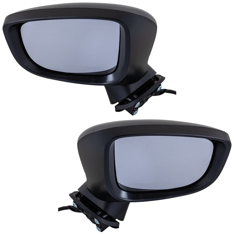 Power Mirror Pair/Set for 2017-2018 Mazda 3, Right (Passenger) and Left (Driver), Manual Folding, Heated, Paintable, with Signal Light, Excludes Blind Spot Detection and Memory, for Mexico Built Vehicle, Replacement