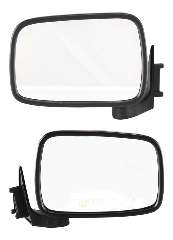 Manual Adjust Mirror Pair/Set for 1986-1993 Mazda Pickup, Right (Passenger) and Left (Driver), Manual Folding, Non-Heated, Paintable Replacement