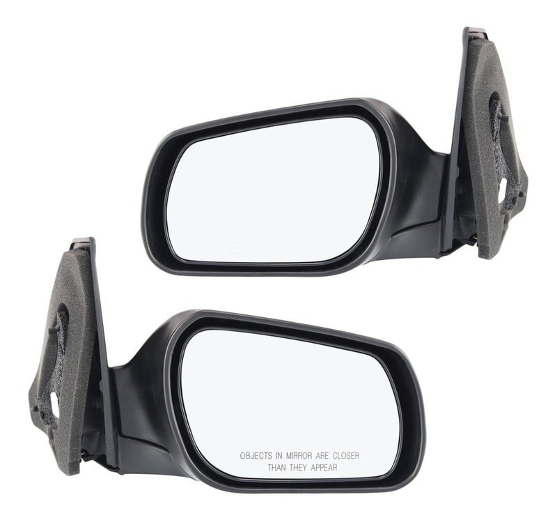Mirror Pair/Set for 2004-2009 Mazda 3 - Right (Passenger) and Left (Driver), Power, Manual Folding, Non-Heated, Paintable Replacement