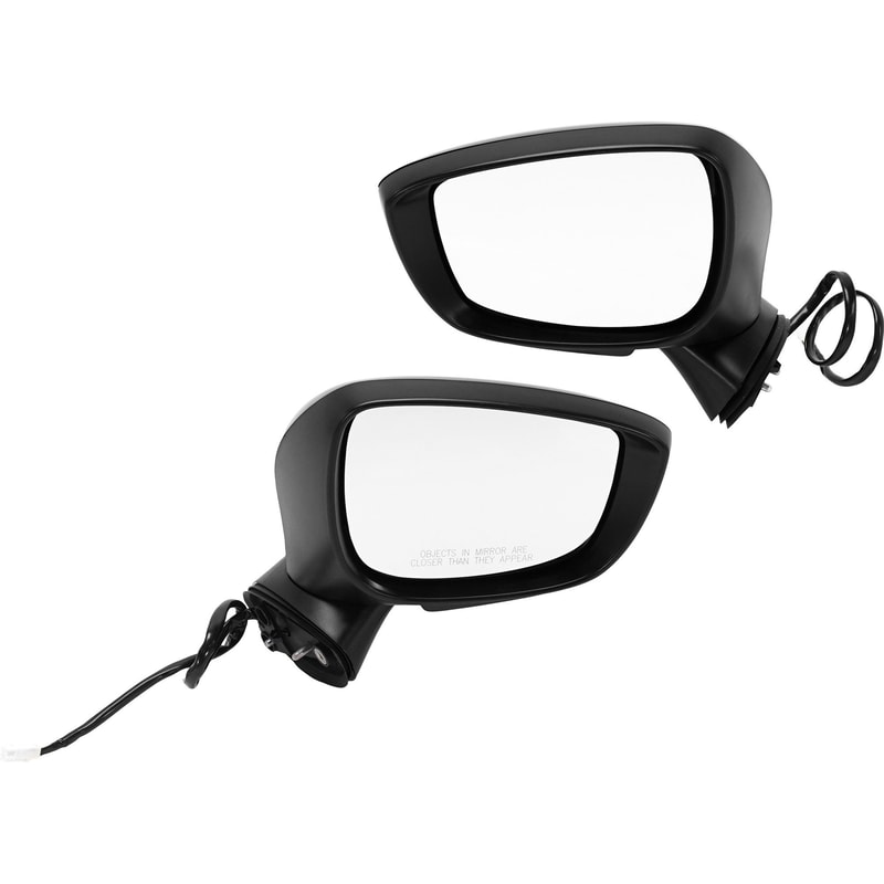 Power Heated Mirror Pair/Set for 2015-2016 Mazda CX-5, Right (Passenger) and Left (Driver), Manual Folding, Paintable, with In-Housing Signal Light, without Auto Dimming, Blind Spot Detection, and Memory Replacement.
