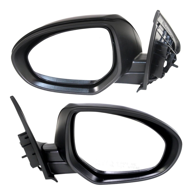 Mirror Pair/Set for 2010-2013 Mazda 3, Power, Manual Folding, Heated, Paintable, Right (Passenger) and Left (Driver), w/o Signal Light, Replacement