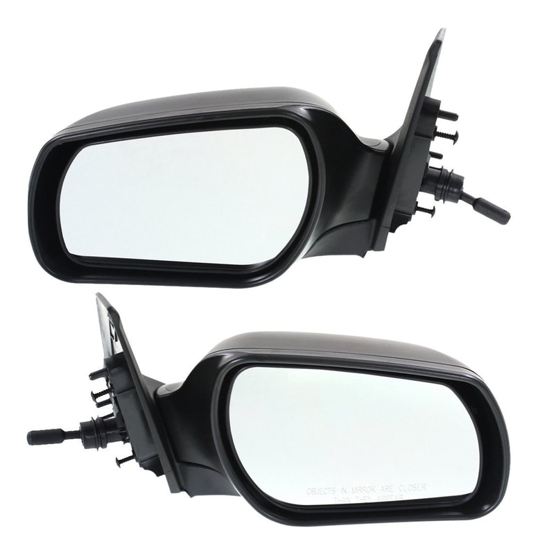 Manual Remote, Manual Folding Mirror Pair/Set for 2004-2009 Mazda 3, Non-Heated, Paintable, Right (Passenger) and Left (Driver) Replacement