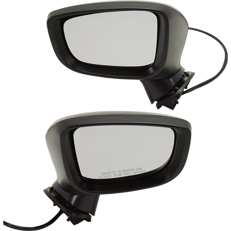 Mirror Replacement Pair/Set for 2017-2018 Mazda 3, Right (Passenger) and Left (Driver), Power, Manual Folding, Non-Heated, Paintable, with Signal Light, without Blind Spot Detection, Designed for Japan Built Vehicle