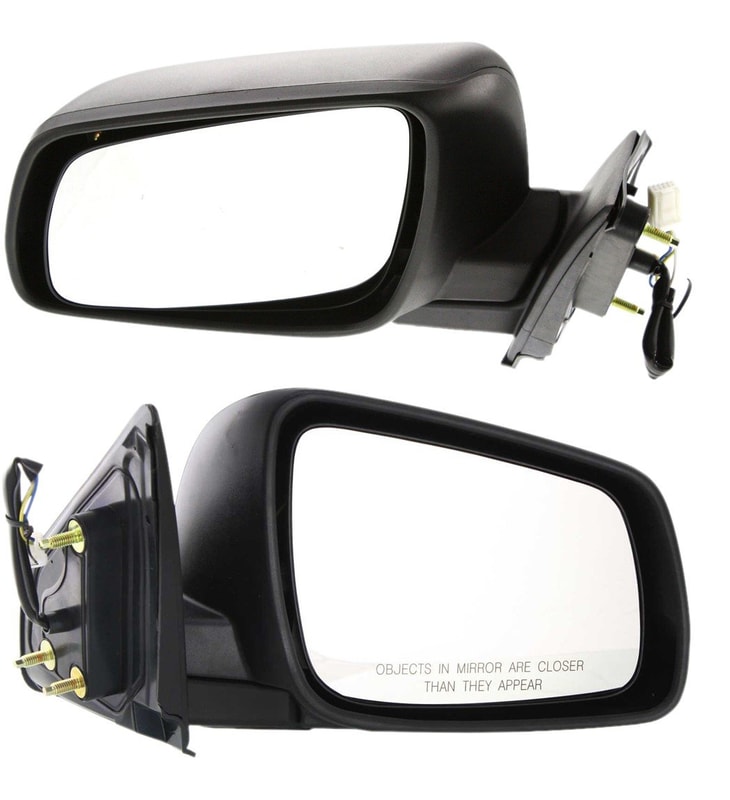Mirror Pair/Set for Mitsubishi Lancer 2008-2014, Right (Passenger) and Left (Driver), Power, Manual Folding, Non-Heated, Textured Replacement