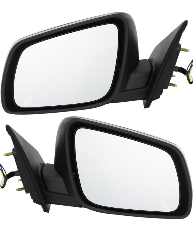 Power Heated Mirror Pair/Set for Mitsubishi Lancer 2008-2014, Manual Folding, Textured, Right (Passenger) and Left (Driver) Replacement