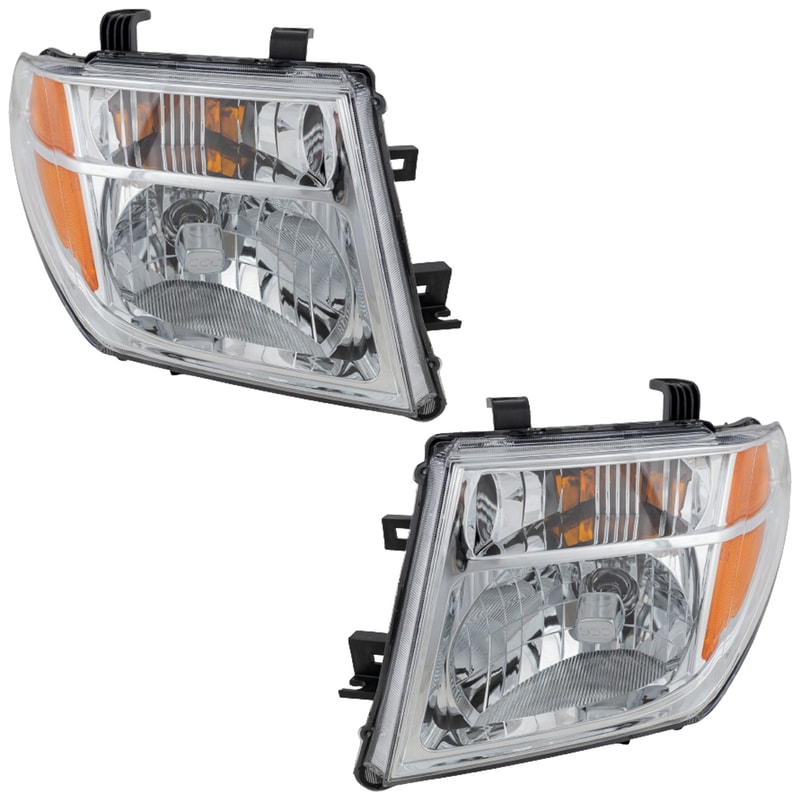 Headlight Assembly Pair/Set for Nissan Frontier 2005-2008 / Pathfinder 2005-2007, Right (Passenger) and Left (Driver), Halogen, Replacement