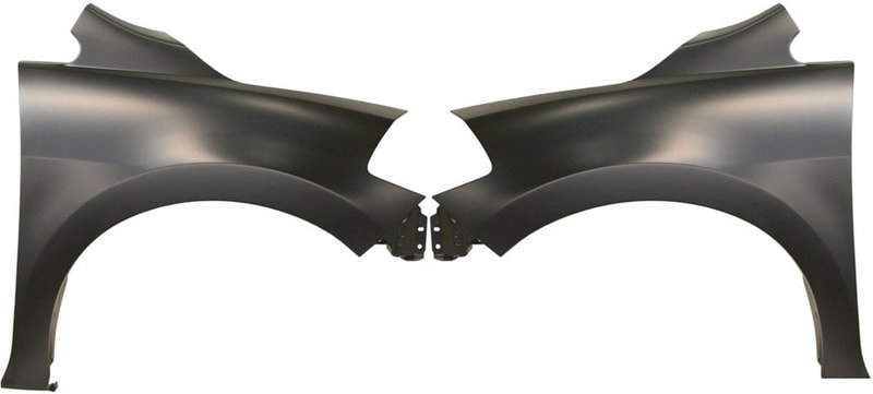 Front Fender Pair/Set for 2007-2012 Nissan Versa Hatchback/Sedan (2007-2011), Right (Passenger) and Left (Driver), Primed (Ready to Paint), Steel, without Signal Light Hole, Replacement