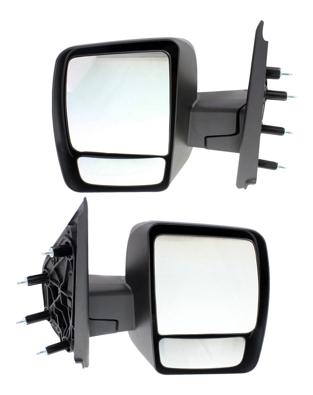 Mirror Pair/Set for Nissan NV1500 (2012-2021) S Model, Right (Passenger) and Left (Driver), Non-Towing, Manually Adjustable, Manual Folding, Non-Heated, Textured, Without Signal Light, Replacement