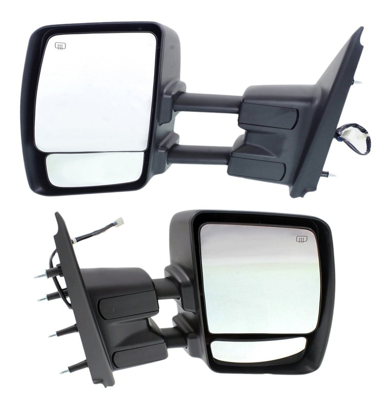 Towing Mirror Pair/Set for NV Series Full Size Van 2012-2021, Right (Passenger) and Left (Driver), Power, Manual Folding, Heated, Chrome, without Signal Light Replacement