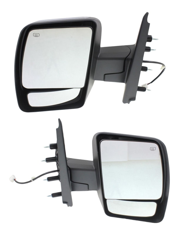 Power Heated Chrome Mirror Pair/Set for Nissan NV Series Full Size Van 2012-2021, Manual Folding, Right (Passenger) and Left (Driver), Non-Towing, w/o Signal Light, for SL/SV Models, Replacement
