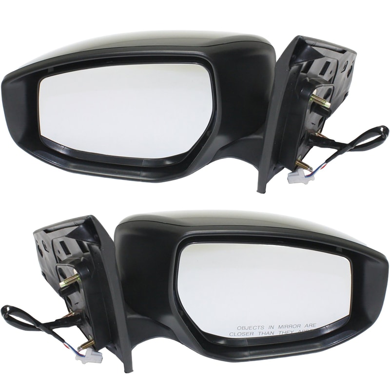 Power Mirror Pair/Set for Nissan Sentra 2013-2019, Right (Passenger) and Left (Driver), Manual Folding, Non-Heated, Paintable, w/o Signal Light, Replacement
