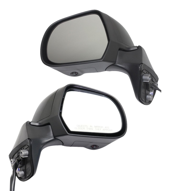 Power Heated Paintable Mirror Pair/Set for Nissan Versa Note 2014-2019, Manual Folding, w/ Side View Camera, Left (Driver) and Right (Passenger), Excludes SR Model, Replacement
