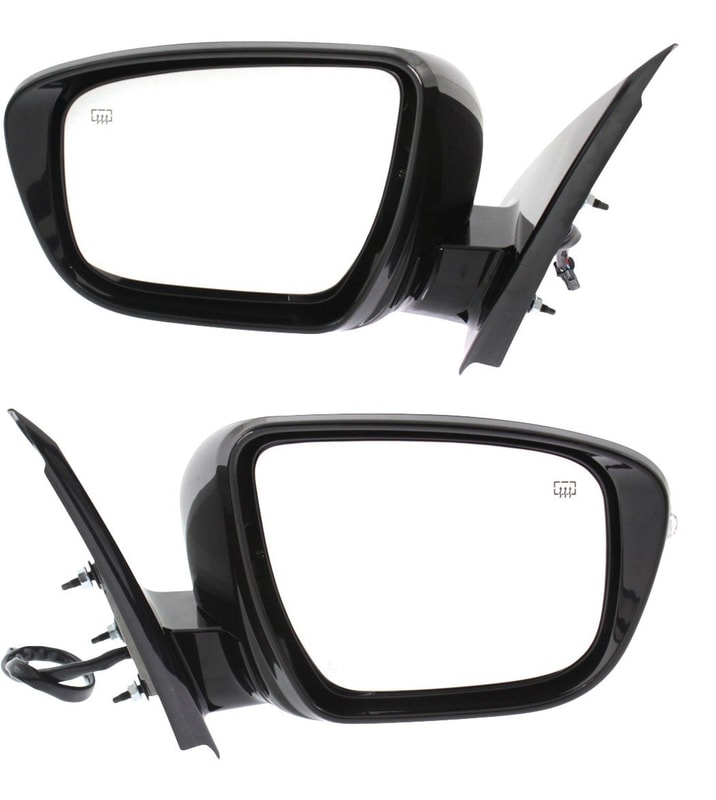 Mirror Pair/Set for 2017-2017 Nissan Pathfinder S/SV Models, Right (Passenger) and Left (Driver), Power Adjustable, Manual Folding, Heated, Paintable, with Signal Light, without Around View Monitor and Memory, Replacement