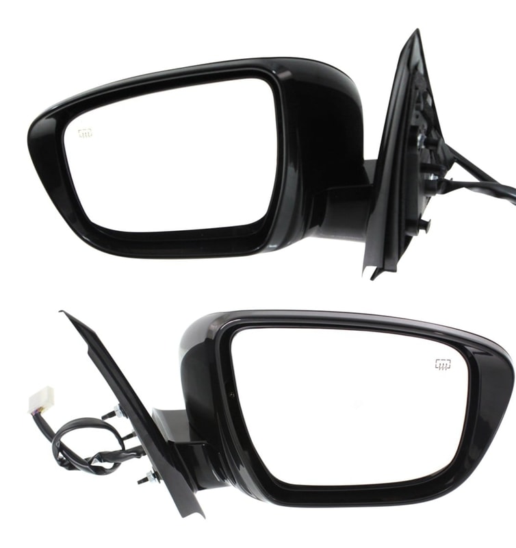 Mirror Pair/Set for Nissan Pathfinder 2017, Right (Passenger) and Left (Driver), Power Adjustment, Manual Folding, Heated, Paintable, with Around View Monitor Camera, Camera Memory, and Signal Light Replacement.