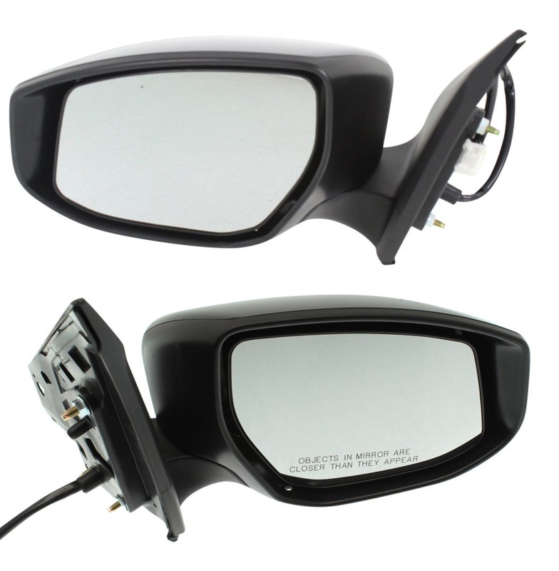 Mirror Pair/Set for Nissan Sentra 2013-2019, Right (Passenger) and Left (Driver), Power Adjustment, Manual Folding, Heated, Paintable, Without Signal Light, Replacement