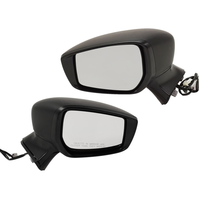 Pair/Set - Power Adjustable Manual Folding Non-Heated Paintable Mirrors for 2015-2019 Nissan Versa Note, Right (Passenger) and Left (Driver), Fits S/S Plus/SL/SV Models, Replacement