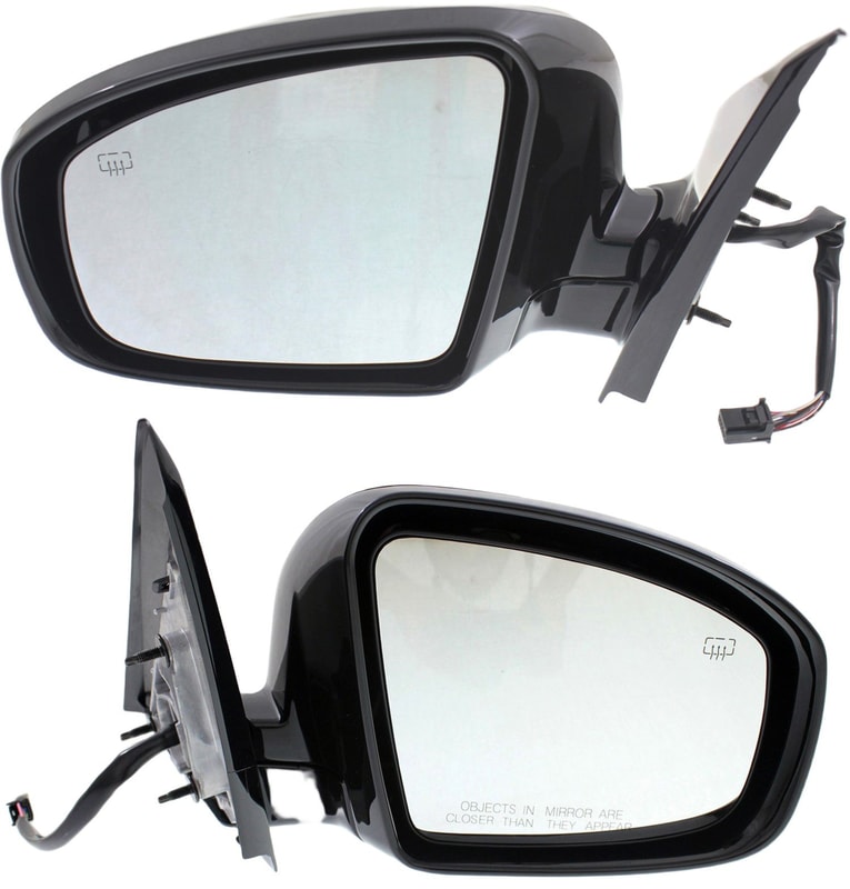 Power Mirror Pair/Set for Nissan Pathfinder 2013-2017, Right (Passenger) and Left (Driver), Manual Folding, Heated, Paintable, Without Around View Monitor, SL Model, Excludes Hybrid - Replacement