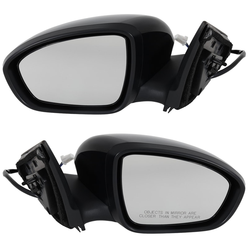 Mirror Pair/Set for Nissan Sentra 2020-2021, Right (Passenger) and Left (Driver), Power Controlled, Manually Folding, Non-Heated, Paintable, Without Signal Light, Replacement