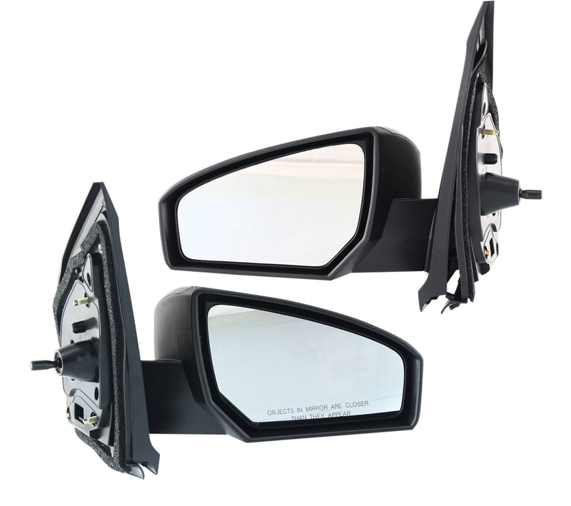 Manual Remote Mirror Pair/Set for Nissan Sentra 2007-2012 Base Model, Non-Folding, Non-Heated, Paintable, Right (Passenger) and Left (Driver), Replacement