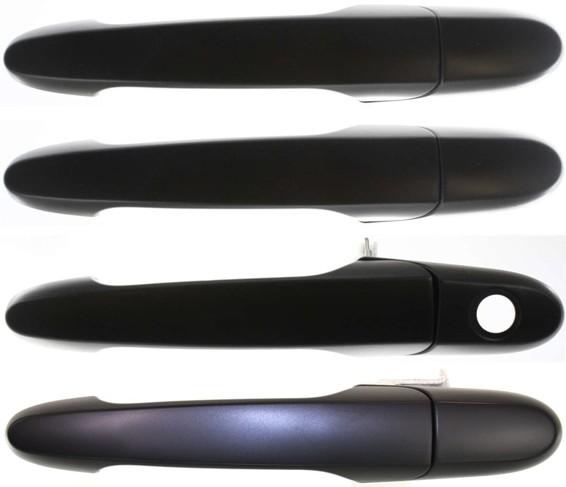 Exterior Door Handle Pair/Set for Buick Allure 2005-2009 / Chevrolet Impala 2006-2013, Pair/Set of 4, Front and Rear, Left (Driver) and Right (Passenger), Smooth Black Replacement