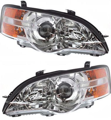 Headlight Assembly Pair/Set for 2006-2007 Subaru Legacy/Outback, Right (Passenger) and Left (Driver), Halogen Replacement
