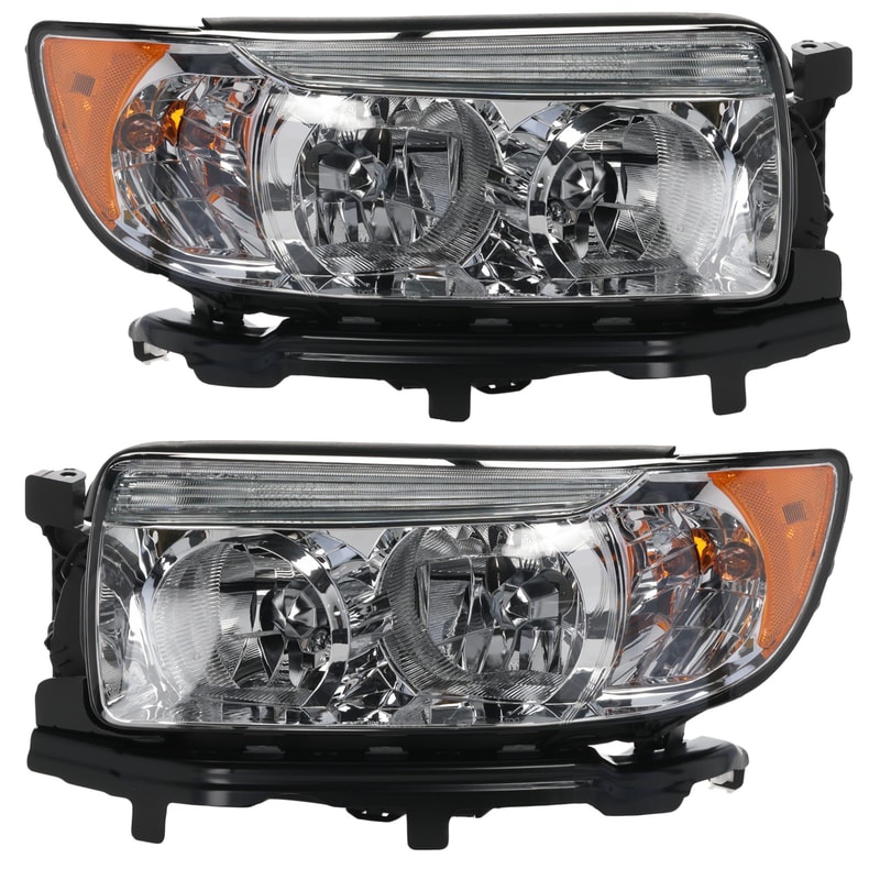 Headlight Assembly Pair/Set for Subaru Forester 2006-2008, Includes Right (Passenger) and Left (Driver) Halogen Headlights, Replacement