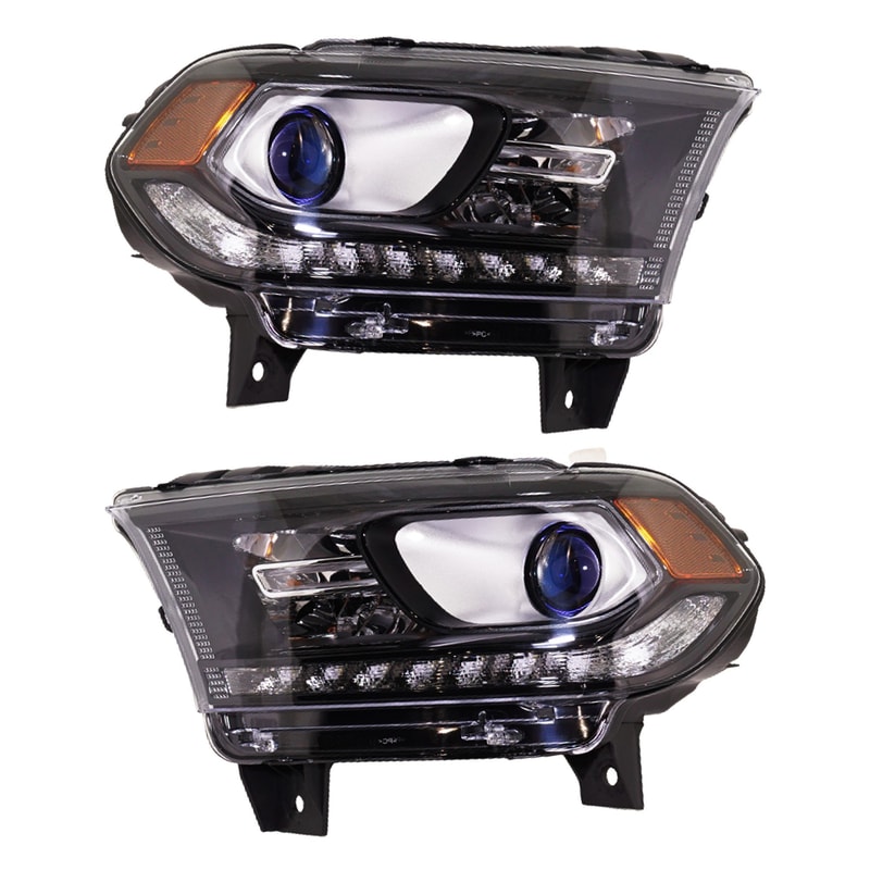 Headlight Assembly Pair/Set for Dodge Durango 2016-2020 Right (Passenger) and Left (Driver) Halogen with LED Daytime Running Light Replacement