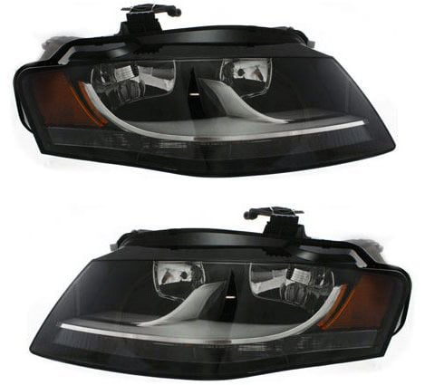 Headlight Assembly for Audi A4/A4 Quattro 2009-2012, Right (Passenger) and Left (Driver), Halogen Replacement Pair/Set