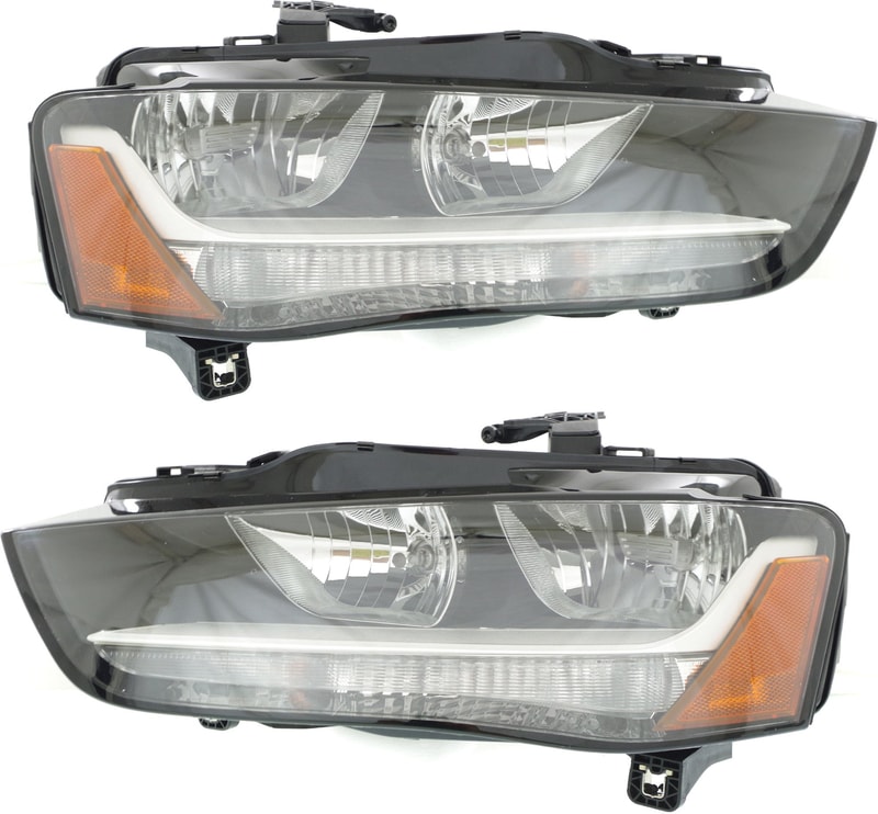 Headlight Assembly for Audi A4 2013-2016, A4 Allroad, A4 Quattro 2013-2014, Right (Passenger) and Left (Driver), Halogen, Replacement Pair/Set