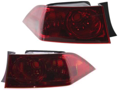 Outer Tail Light Lens and Housing Pair/Set for 2006-2008 Acura TSX, Right (Passenger) and Left (Driver) Side Replacement