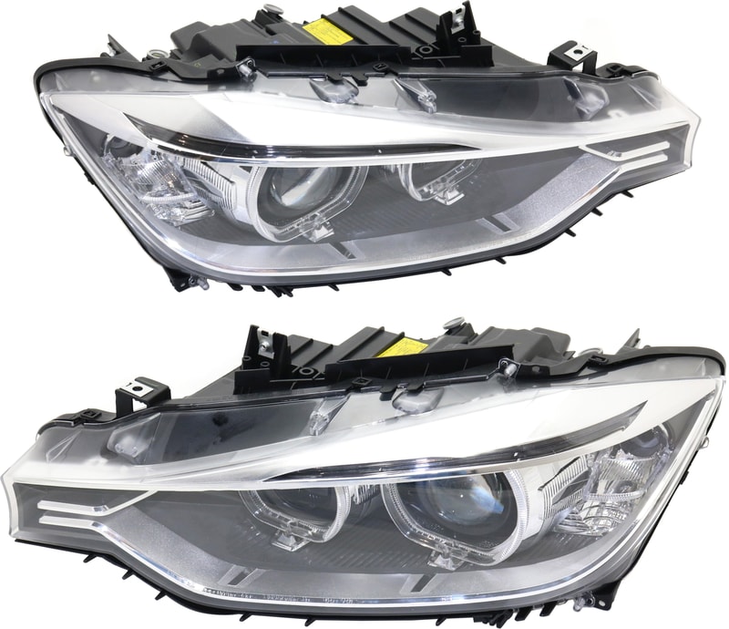 Headlight Lens and Housing Pair/Set for BMW 3-Series 2012-2015 Xenon, without HID Pair/Set, without Adaptive Headlights, Sedan/Wagon, Replacement, Right (Passenger) and Left (Driver) Models: for 320i, 328i, 335i