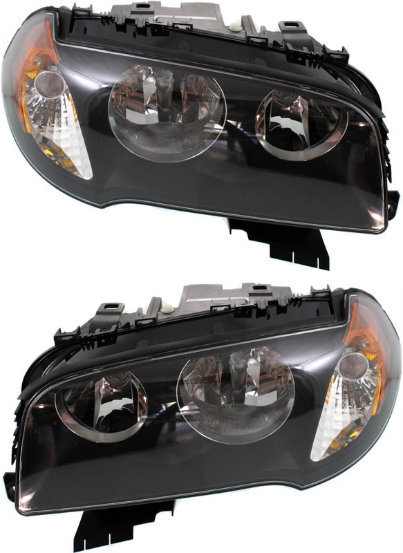 Headlight Assembly Pair/Set for BMW X3 Series 2004-2006, Halogen, Right (Passenger) and Left (Driver) Side Replacement