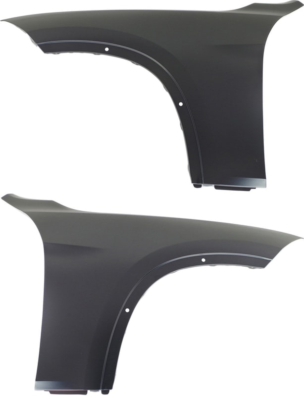 Front Fender Pair/Set for BMW X1 2013-2015, Right (Passenger) and Left (Driver) Side, Primed (Ready to Paint), Steel, without Side Light Hole Replacement
