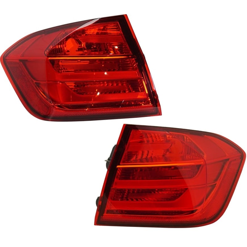 Tail Light Pair/Set for BMW 3-Series 2012-2015, Right (Passenger) and Left (Driver), Outer Lens and Housing, Halogen Replacement - Fits 320i, 328i, 335i, 340i