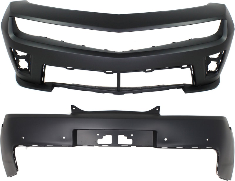 Front and Rear Bumper Cover Set for 2012-2015 Chevrolet Camaro, Primed (Ready to Paint), ZL1 Model, Convertible/Coupe Replacement