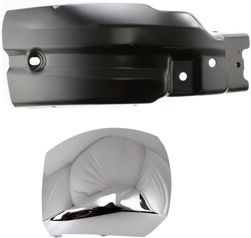 Front Bumper End Set for Chevrolet Silverado 2500 HD/Silverado 3500 HD 2007-2010, Right (Passenger) Side, Chrome Replacement