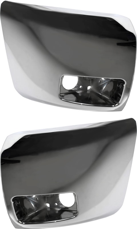 Front Bumper End Pair/Set for Chevrolet Silverado 1500 (2007-2013), Chrome and Plastic, Right (Passenger) and Left (Driver), Face Bar Cap with Fog Lights, New Body Style, Replacement