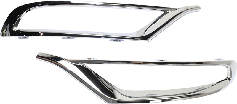 Front Bumper Molding Pair/Set for Chrysler Chrysler 300, 2015-2022, Right (Passenger) and Left (Driver), Outer, Center Applique, Chrome, Replacement
